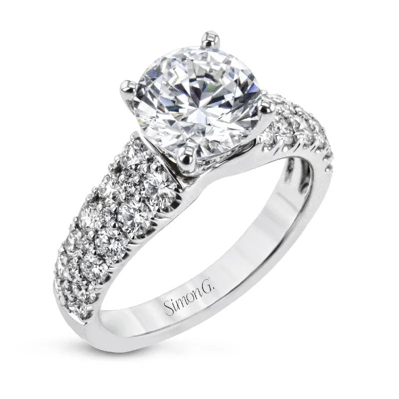 affordable solitaire engagement rings -Round-Cut Engagement Ring In 18k Gold With Diamonds