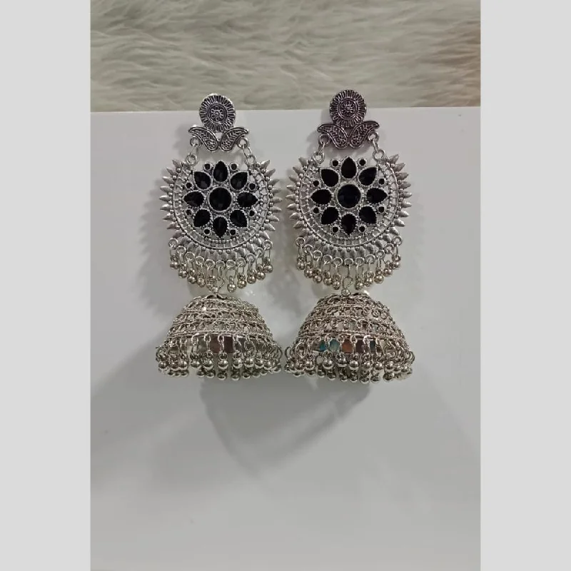 women gold-plated earrings -Pooja Bangles Oxidised Plated Jhumki Earrings