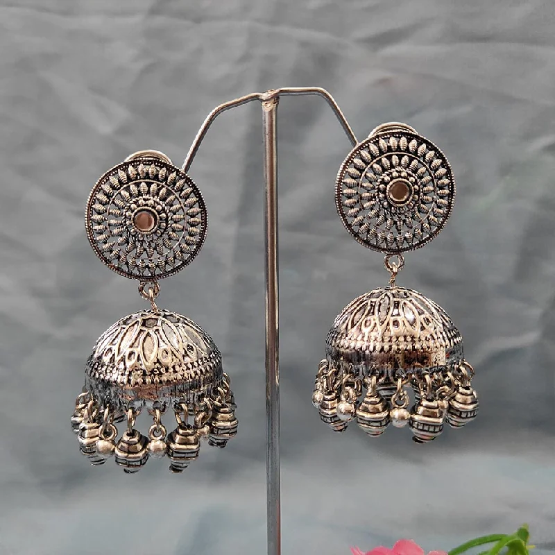 women oversized earrings -Bhavi Jewels Oxidised  Plated Jhumki Earrings