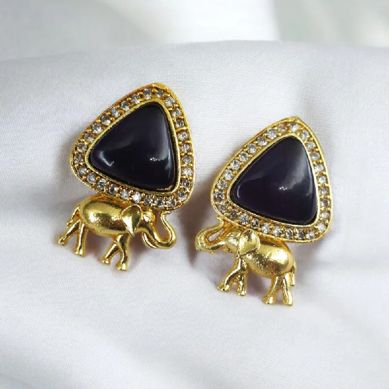 women elegant diamond earrings -Maharani Jewels Gold Plated Austrian Stone Elephant Shape Dangler Earrings