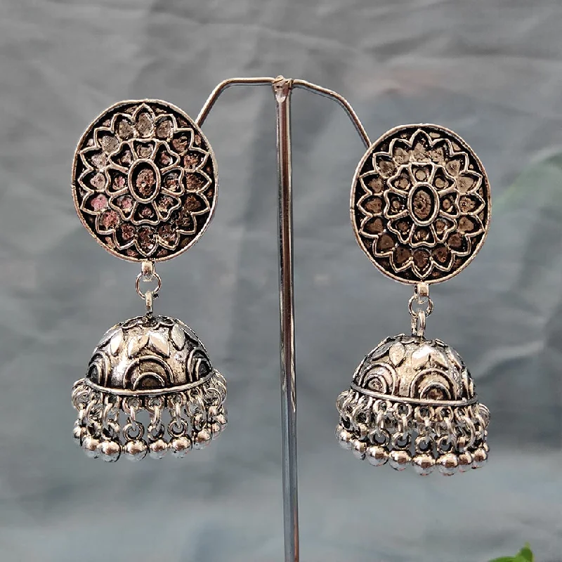 women sapphire earrings -Bhavi Jewels Oxidised  Plated Jhumki Earrings