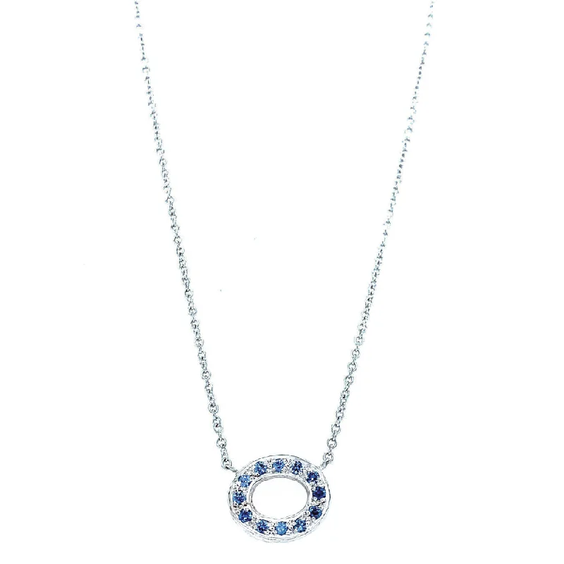 women large pendant necklaces -Yogo Sapphire & White Gold Necklace - "Aspen Link"