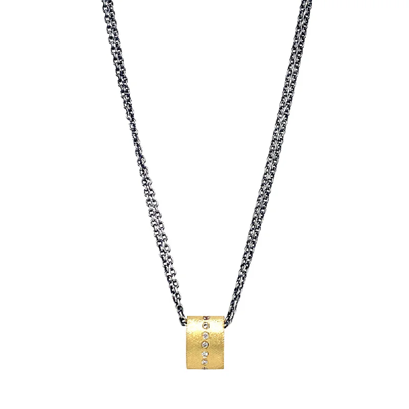 women minimalist necklaces -Diamond, Yellow Gold & Sterling Silver Pendant Necklace