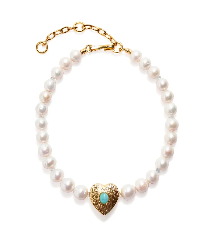 women heart-shaped necklaces -Gemini Collar in Pearl