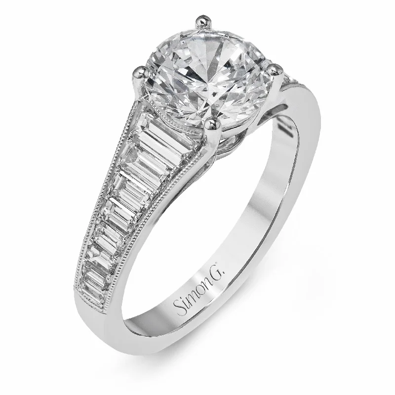 classic engagement rings -Round-Cut Engagement Ring In 18k Gold With Diamonds