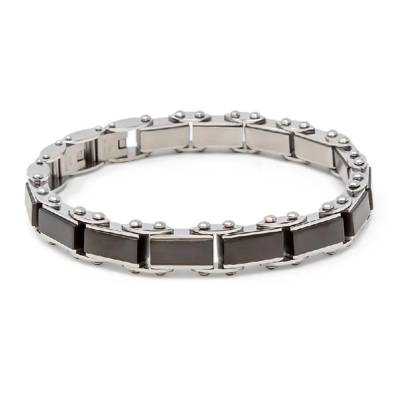 women luxury bracelets -Stainless Steel Black Ion Plated Reversible Bracelet