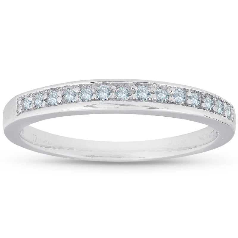 stackable engagement rings -1/5ct Diamond Wedding 14K White Gold Anniversary Ring