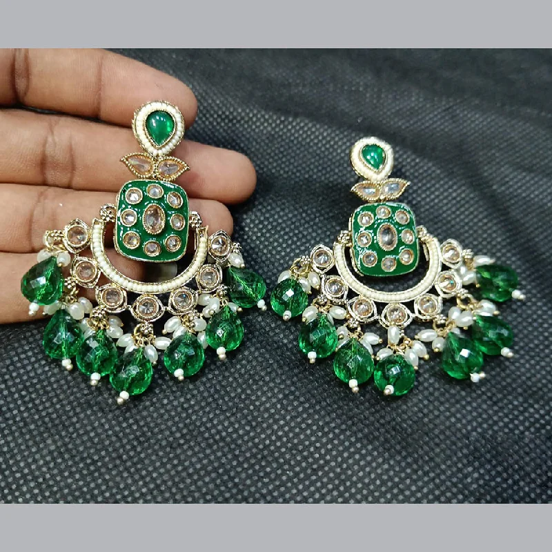 women drop earrings -Rani Sati Jewels Gold Plated Meenakari Stone And Pearl Dangler Earrings