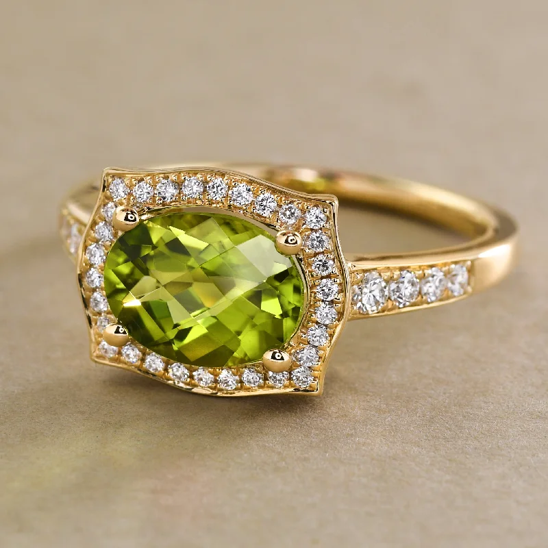 women wide band wedding rings -Extra-Sparkly Peridot Ring