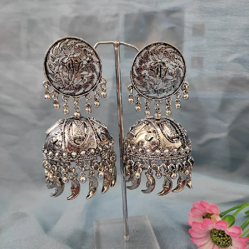 women statement hoop earrings -Bhavi Jewels Oxidised  Plated Jhumki Earrings