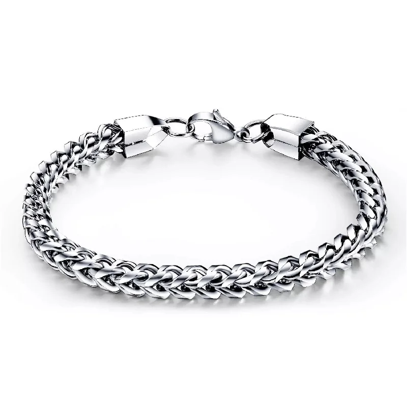 women double band bracelets -Stainless Steel Square Foxtail Bracelet