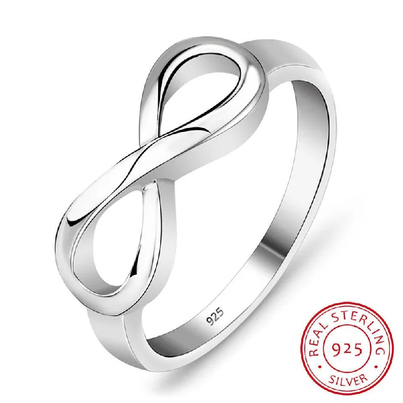 women gold rings -Sterling Silver Classic Infinity Ring