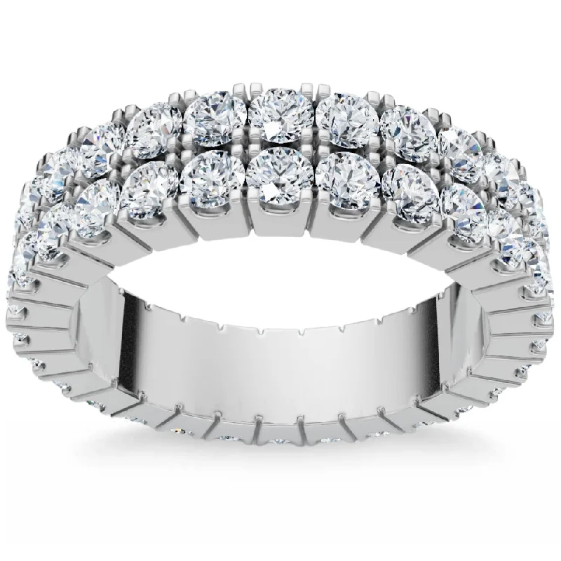 unique engagement ring designs -G/VS 2.25Ct Diamond Eternity Wedding Ring Double Row 10k Gold Lab Grown