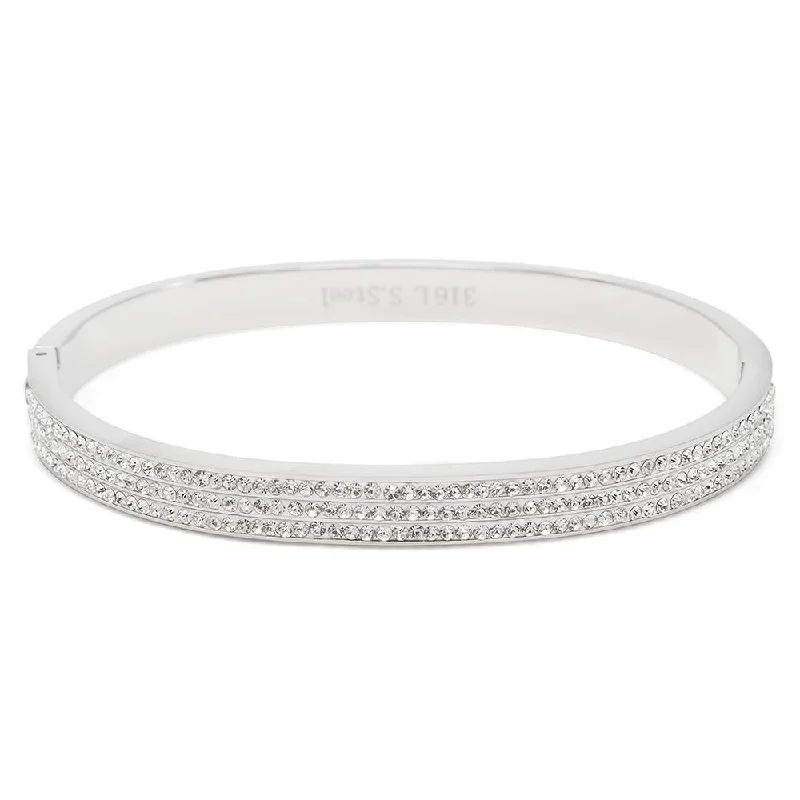 women chain bangles -Stainless Steel Crystal Pave Band Bracelet