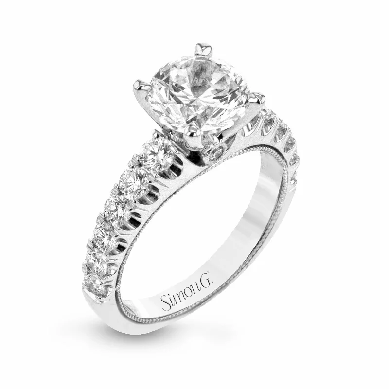 modern halo engagement rings -Round-Cut Engagement Ring In 18k Gold With Diamonds