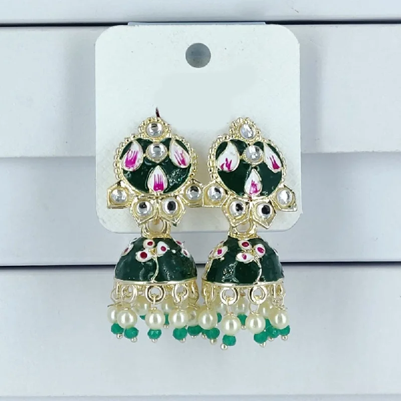 women diamond hoop earrings -Corbeda Fashion Gold Plated Meenakari Jhumki Earrings