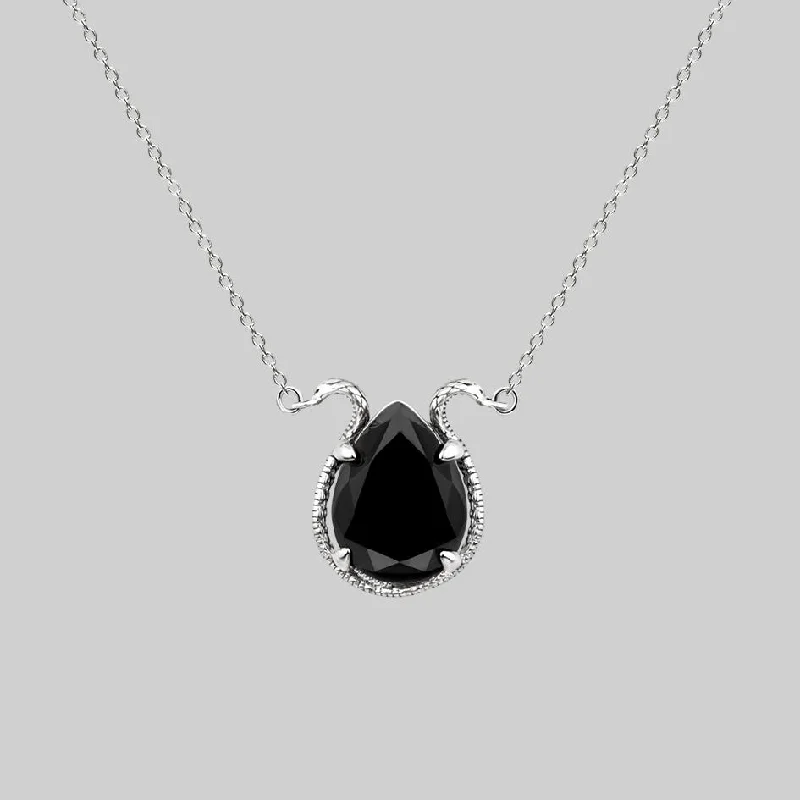 women gemstone necklaces -BITTERSWEET. Double Serpent Onyx Necklace - Silver