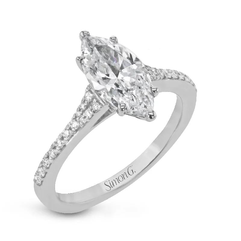 vintage-style engagement rings -Marquise-Cut Engagement Ring In 18k Gold With Diamonds