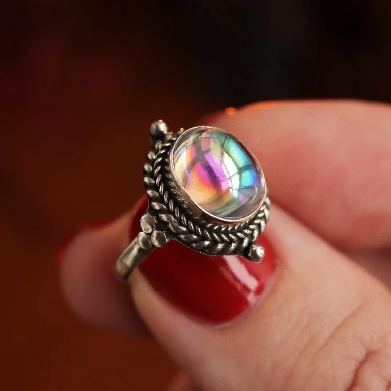 women engagement ring sets -Little Luna Mystic Opal Ring