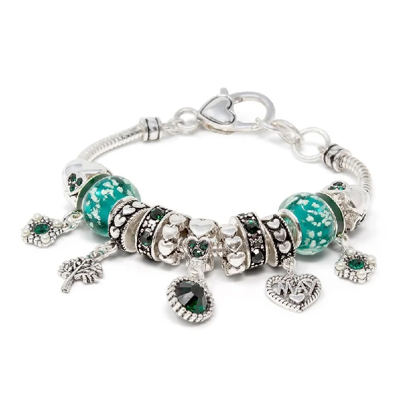 women wire bracelets -BirthStone Charm Bracelet May