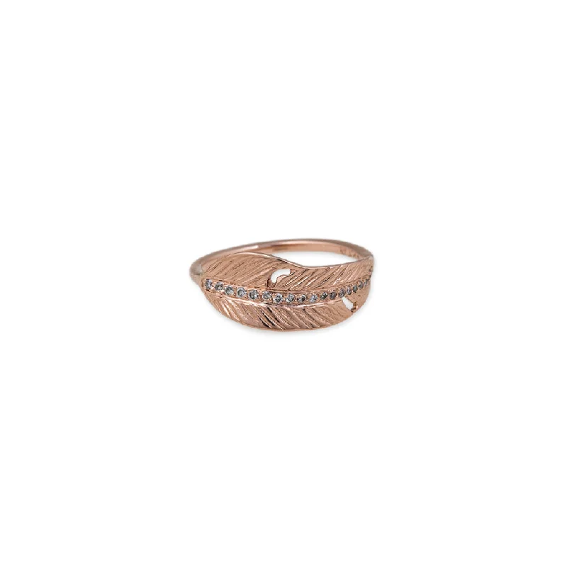 women sapphire and diamond rings -PAVE GOLD FEATHER RING