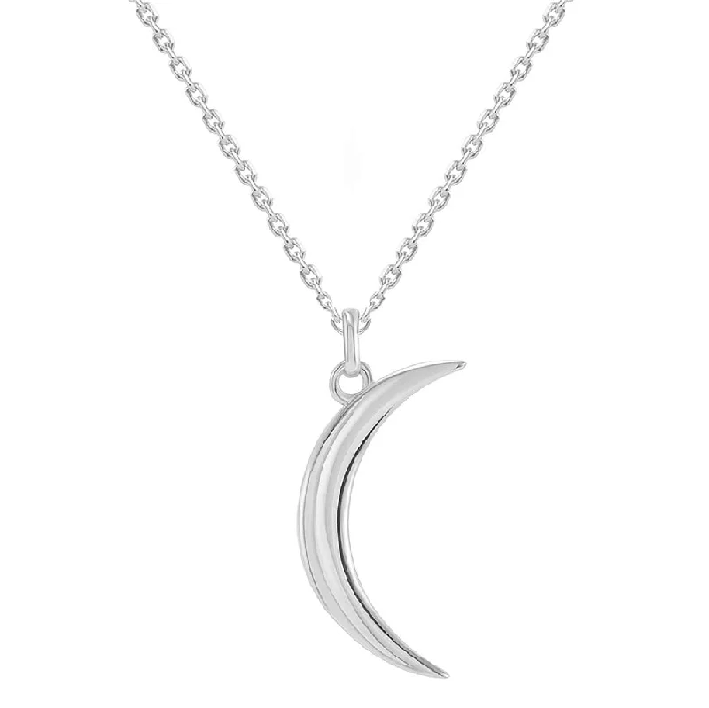 women star-shaped necklaces -Solid 14k White Gold Dainty Crescent Moon Pendant Necklace with Lobster Claw Clasp (16" to 18" Adjustable Chain)