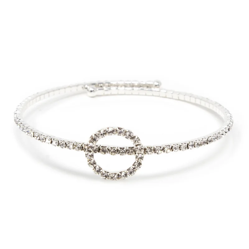 women classic bangles -Clear Cubic Zirconia Open Circle Wire Bracelet