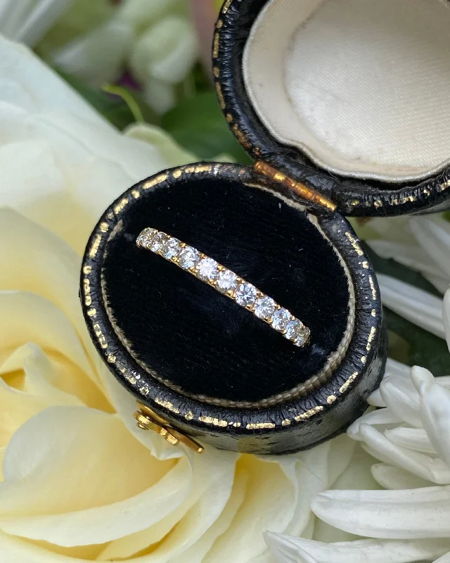 women cubic zirconia rings -Brilliant Cut Diamond Half Eternity Wedding Ring 0.53ct 18ct Yellow Gold