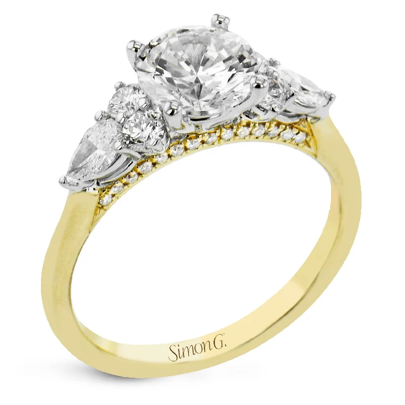 princess cut solitaire engagement rings -Round-Cut Three-Stone Engagement Ring In 18k Gold With Diamonds