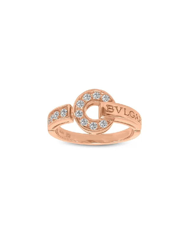 platinum solitaire engagement rings -Bulgari 18K Rose Gold 0.12 ct. tw. Diamond Ring