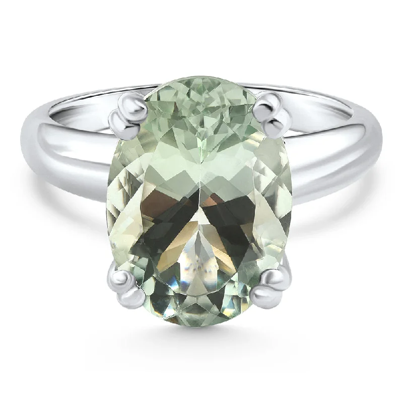 custom engagement rings with initials -5Ct Green Amethyst Oval Ring 10k Gold