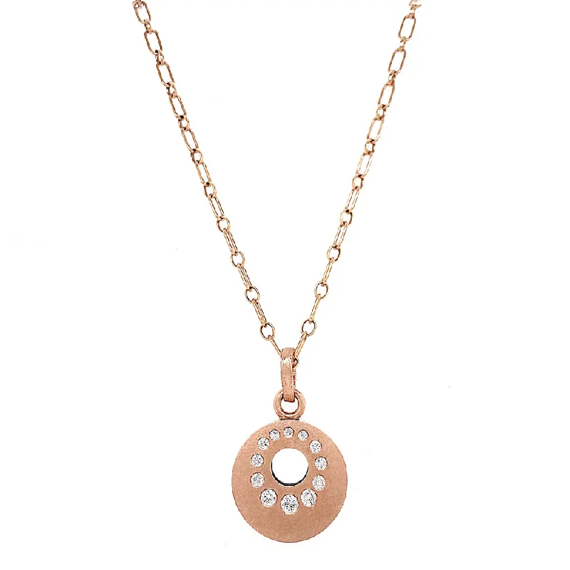 women layered necklaces -Diamond and Rose Gold Circle Pendant Necklace - "Claire"