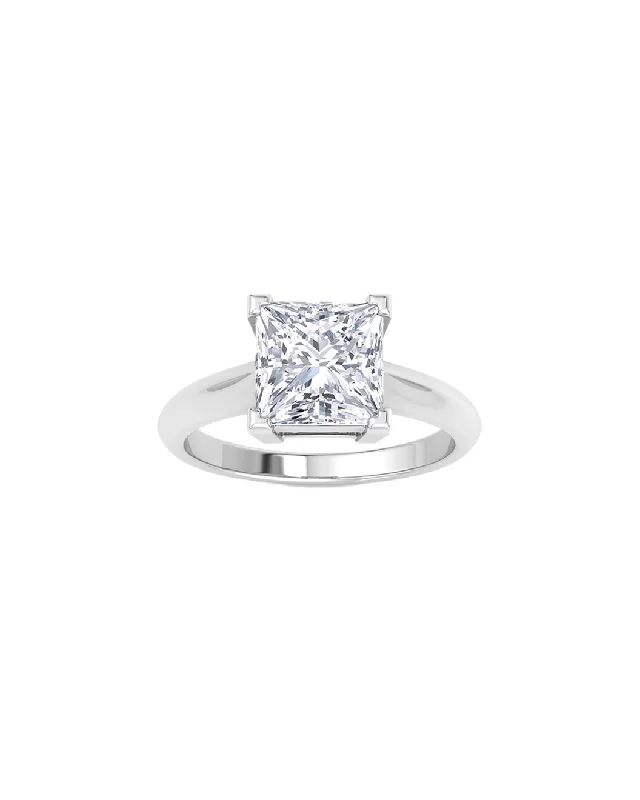 simple engagement rings with diamonds -4.01 Carat Princess Cut Lab Grown Diamond Solitaire Ring