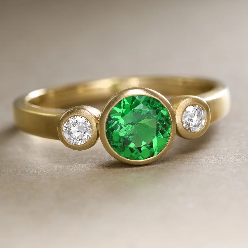 women luxury rings -Tsavorite Garnet and Diamond Ring