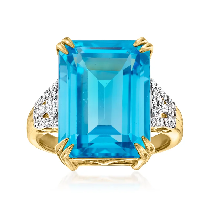 wedding rings and engagement rings sets -Ross-Simons Swiss Blue Topaz Ring With . Diamonds in 18kt Yellow Gold