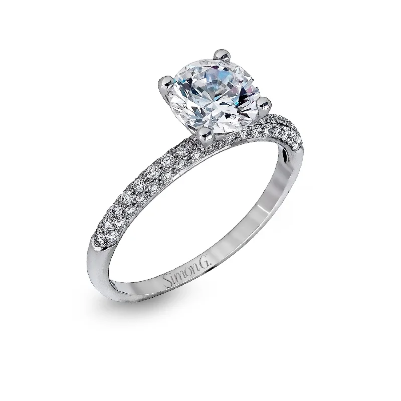 women engagement rings -Round-cut Engagement Ring in 18k Gold with Diamonds