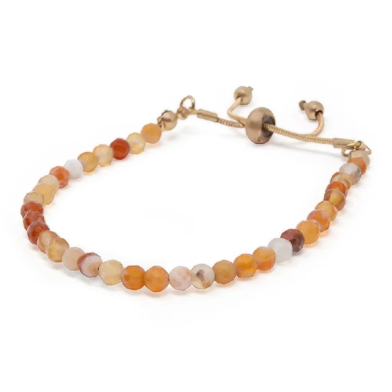 women bangle stack bracelets -Beaded Bracelet Gold Peach