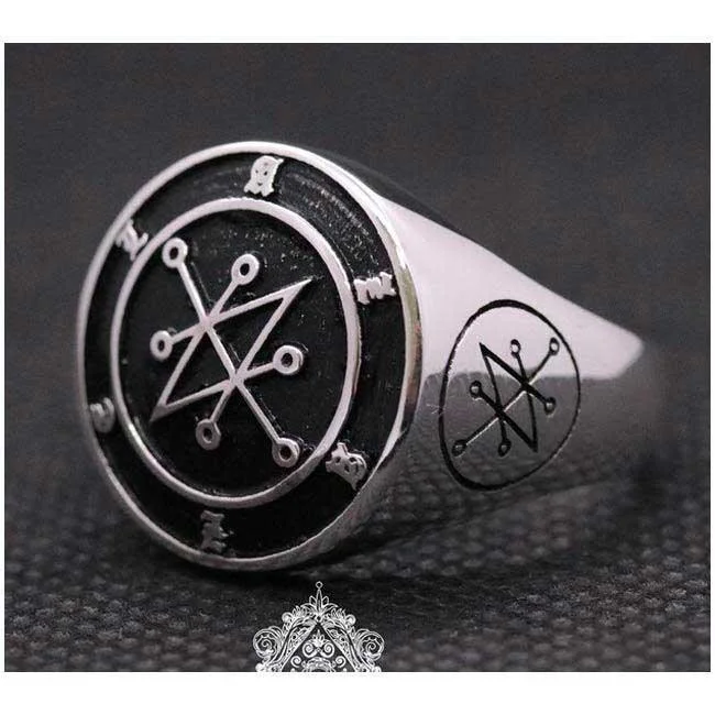 women designer rings -Azazel Signet Ring | 925 Sterling Silver | Occult Jewelry