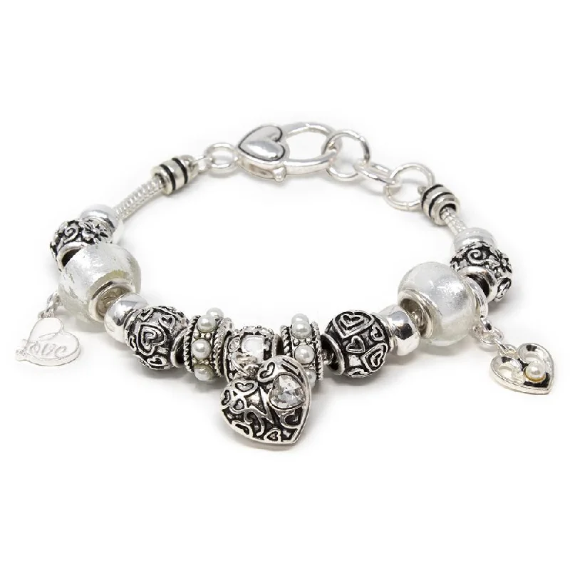 women personalized bracelets -Charm Bracelet Love Mom White