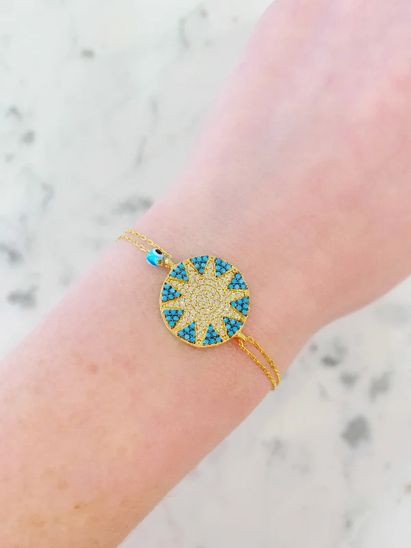 women statement bracelets -Turquoise Mini Sun Bracelet