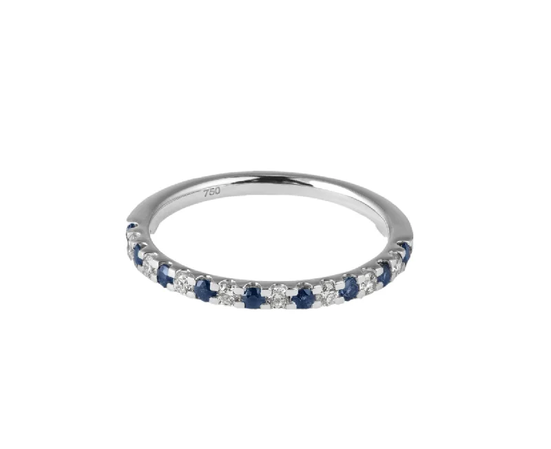 women diamond solitaire rings -Diamond & Sapphire Half Eternity Band