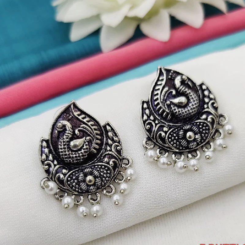 women boho earrings -Fancyla Oxidised Plated Pearls Dangler Earrings