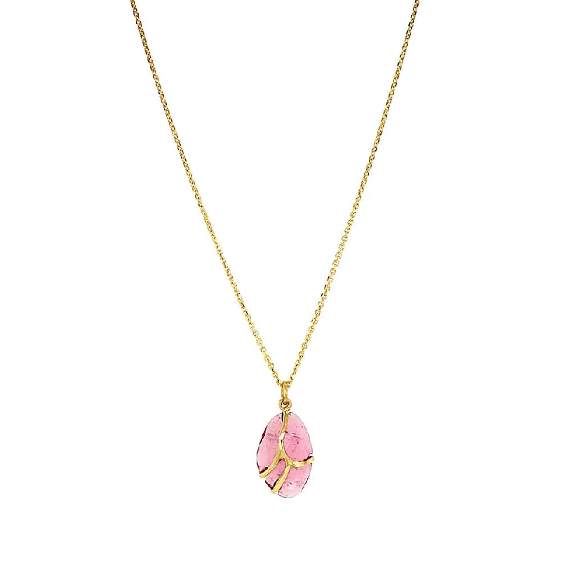 women short necklaces -One-of-a-Kind Pink Sapphire & Yellow Gold Necklace - "Butterfly Wing"