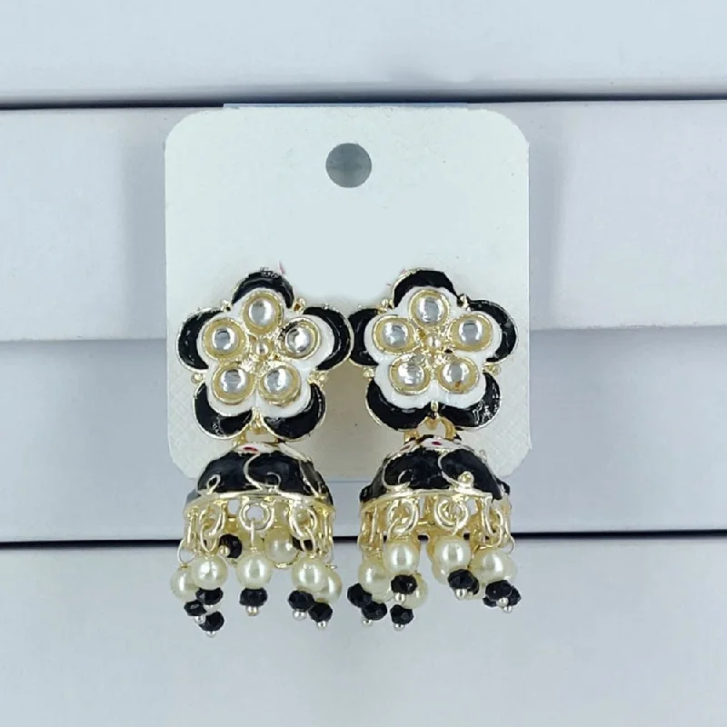 women ear thread earrings -Corbeda Fashion Gold Plated Meenakari Jhumki Earrings