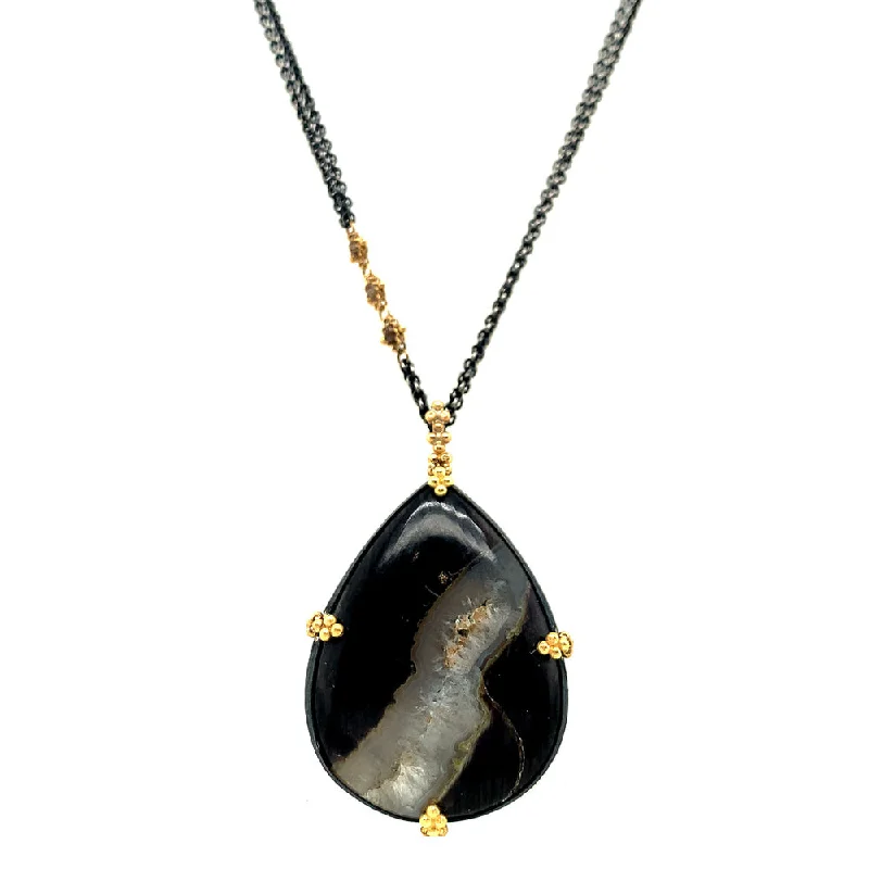 women luxury diamond necklaces -One-of-a-Kind Black Agate Druzy Necklace - "Milky Way"