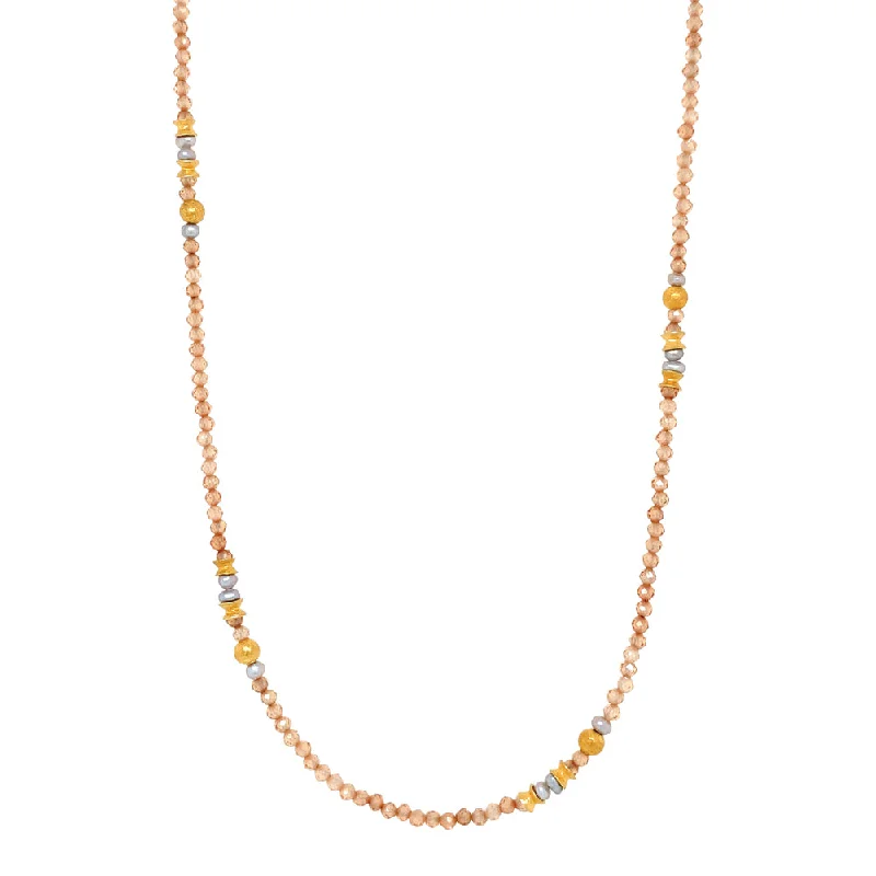 women statement necklaces -24K Gold Vermeil with Zircons and Grey Pearls Necklace - "Sandy Daydream"