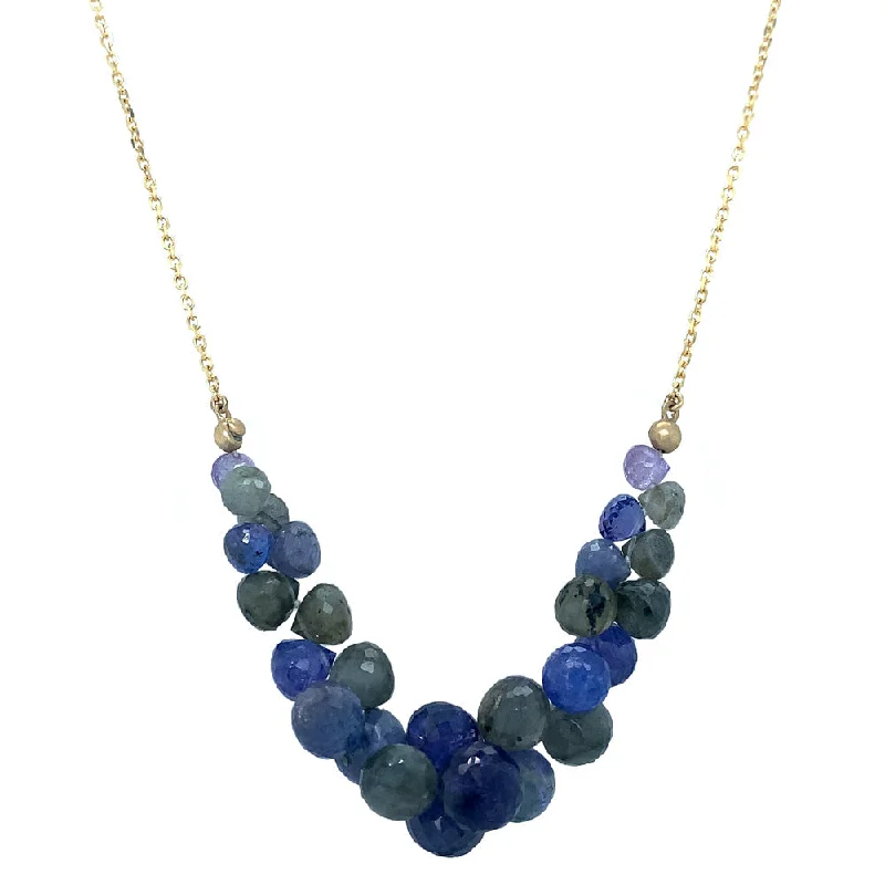 women pearl necklaces -Tanzanite & Labradorite Briolette Necklace - "Caviar Scoop"