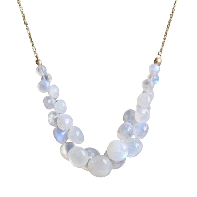 women friendship necklaces -Caviar Rainbow Moonstone Scoop Necklace