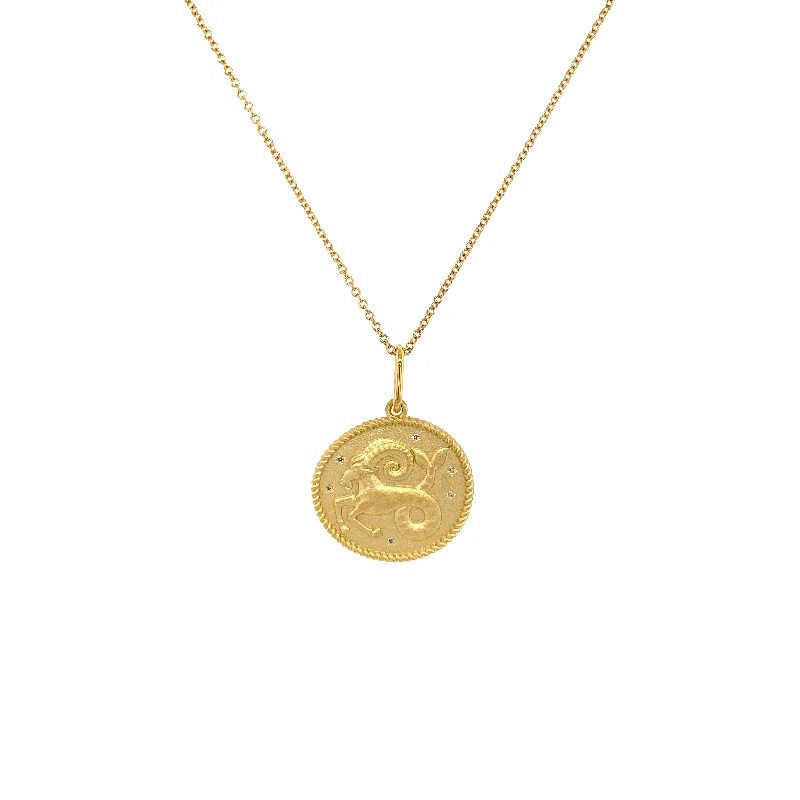 women designer gold necklaces -Capricorn Double Sided Zodiac Pendant December 22 - January 20