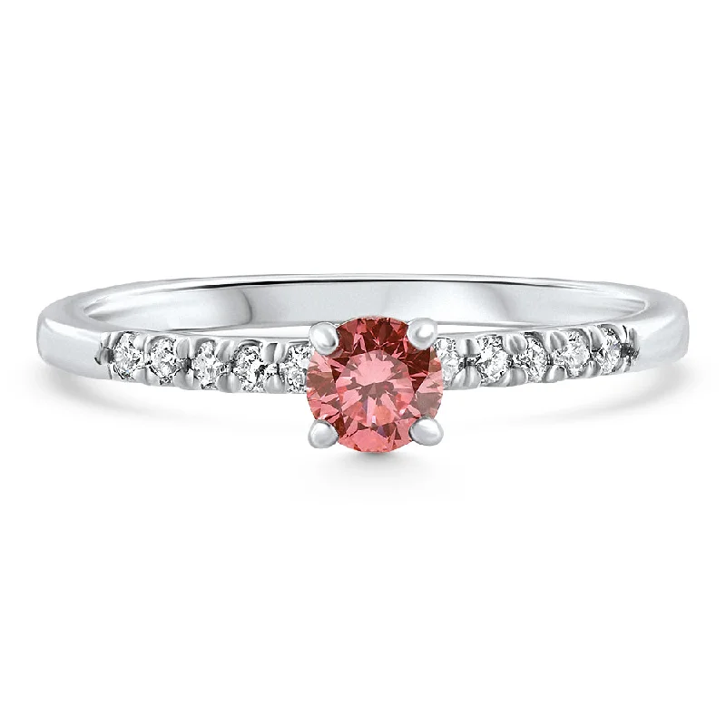 colored gemstone engagement rings -VS 3/8Ct Pink Diamond Engagement Ring 10k Gold Lab Grown